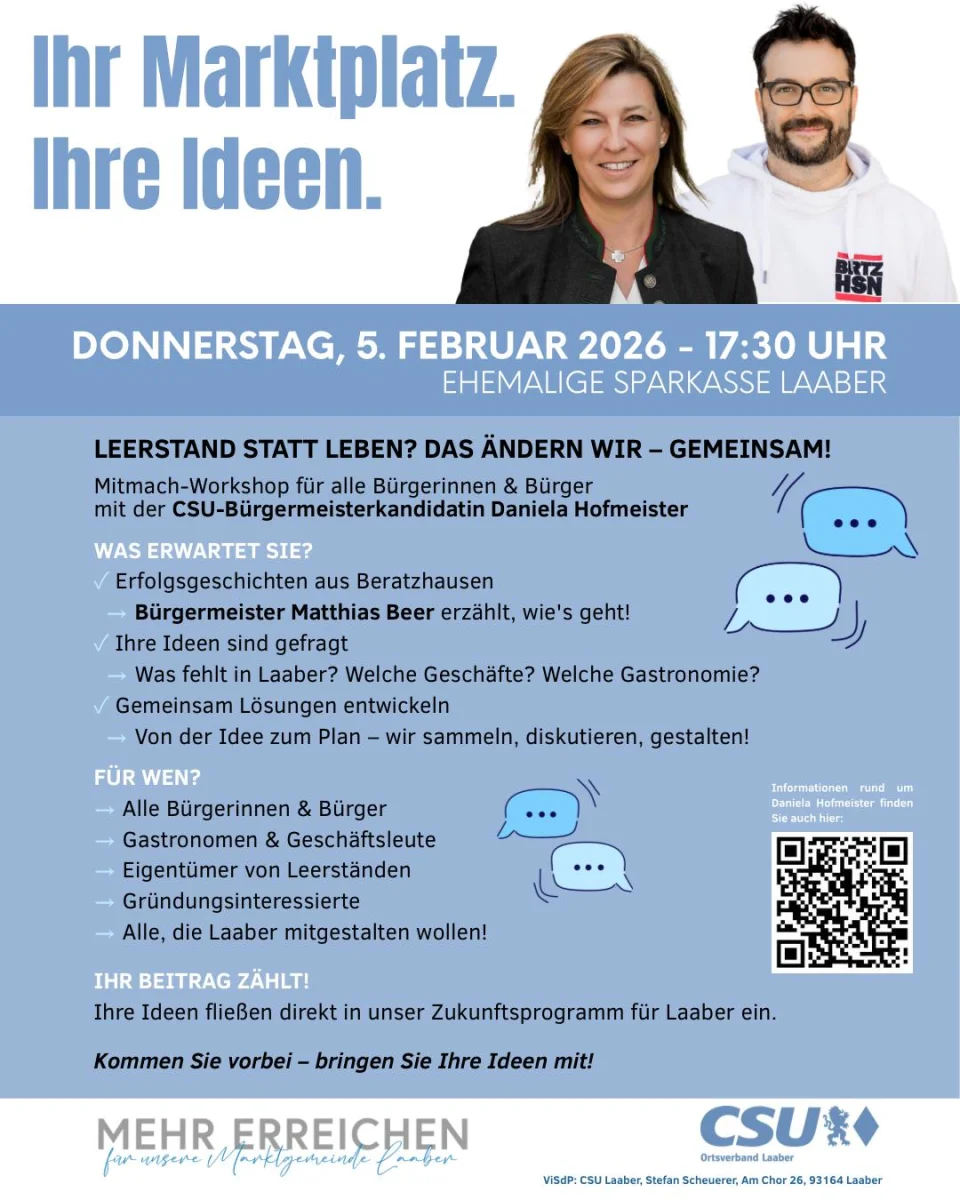 LEERSTAND STATT LEBEN? DAS ÄNDERN WIR – GEMEINSAM! - am 5.2.2026 in der ehemaligen Sparkasse in Laaber
